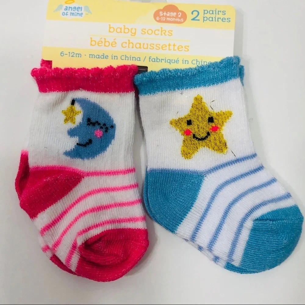 “Angel of Mine” Two Pair Baby Socks